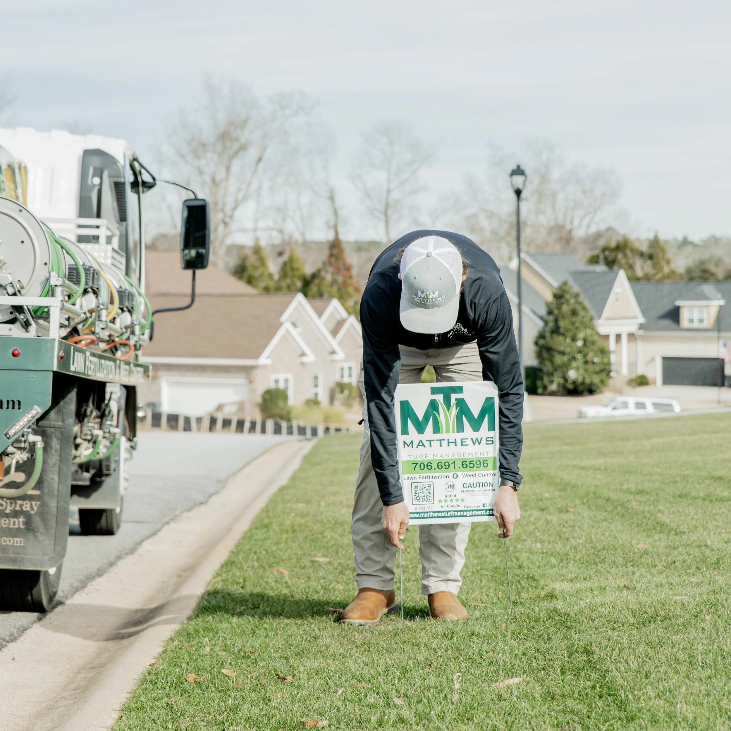 Matthews Turf Management lawn care equipment in use