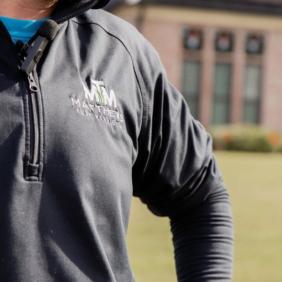 Matthews Turf Management uniform and brand detail
